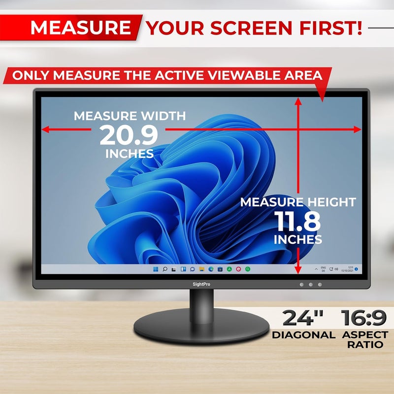 SightPro 24 Inch 16:9 [2 Pack] Computer Privacy Screen Filter for Monitor - Privacy Shield and Anti-Glare Protector - Image 2